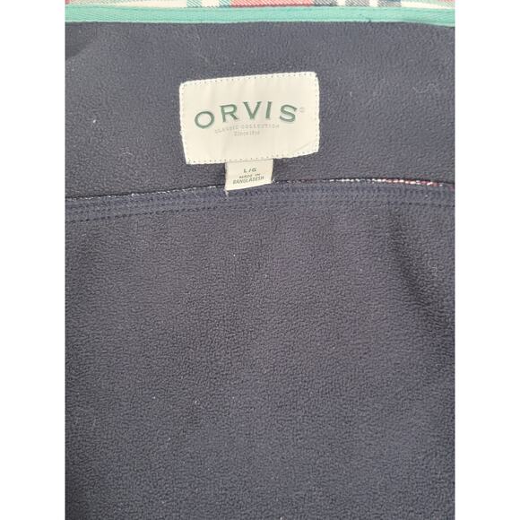 Orvis Womens Large Plaid Tartan Red Blue‎ Shacket Jacket Fleece Lined 1316588 - Picture 3 of 10